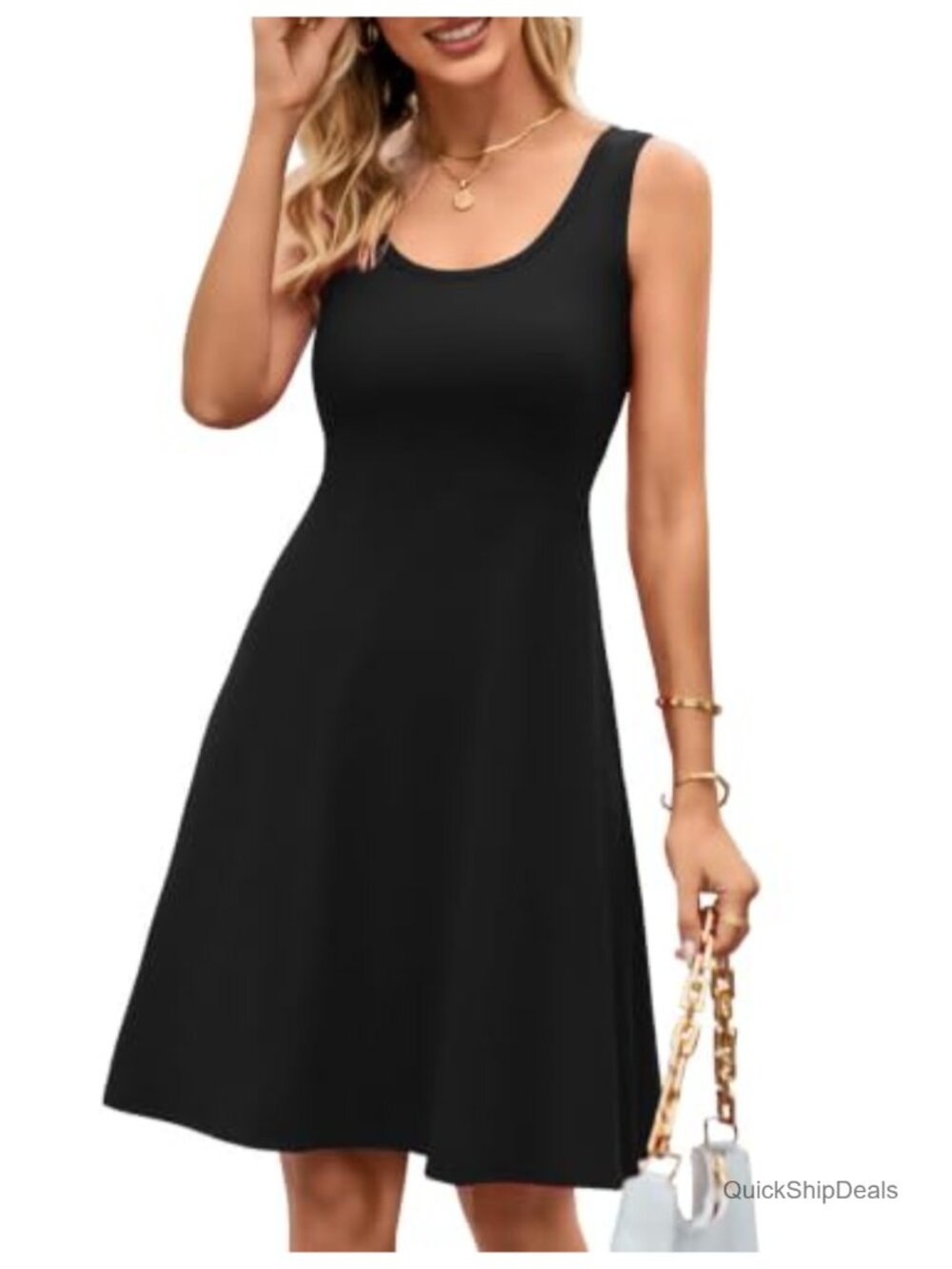 A-Line Sleeveless Tank Dress Lightweight Summer Knee-Length Casual